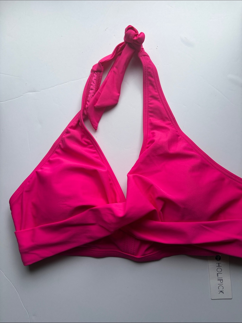 HOLIPICK Hot Pink Halter Bikini Top